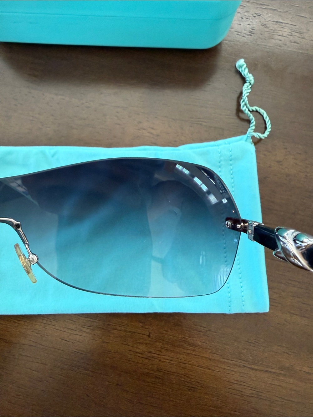 Tiffany & Co. Women's Rimless Shield Sunglasses - Black Gradient 115mm Lens - Picture 9 of 14